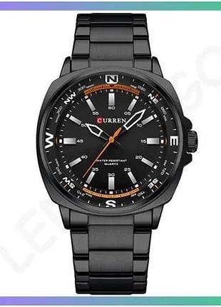 Чоловічий годинник curren 8455 all black кварцеві водонепроникні стильні години для чоловіків з метале sku_aber_1008-0450