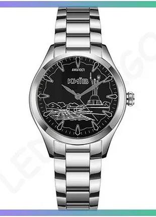 Женские часы awarder 035 киев i silver-black кварцевые нержавеющая сталь водонепроницаемые классически sku_aber_1202-0048