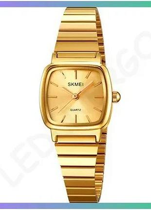 Женские часы skmei 2292gd gold кварцевые водонепроницаемые 30м с золотистым корпусом и ремешком sku_aber_1080-2609