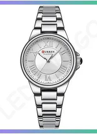 Часы curren 9091 silver круглый корпус 33 мм кварцевые женские с римскими цифрами водонепроницаемые sku_aber_1008-0462