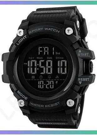 Спортивные часы skmei 1384 black электронные с будильником и секундомером для мужчин с черным корпусом sku_aber_1080-0369