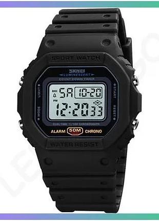 Часы skmei 1628 black электронные спортивные водонепроницаемые с будильником и секундомером для мужчин sku_aber_1080-0780