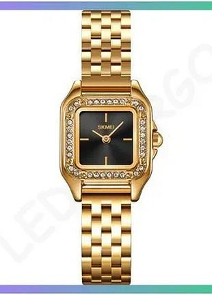 Женские часы skmei 2181gd gold кварцевые водонепроницаемые с мinerальным стеклом золотистые sku_aber_1080-2339