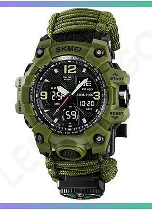 Годинник skmei 1155bnag army green кварцевий з будильником і секундоміром для чоловіків спортивний sku_aber_1080-2538