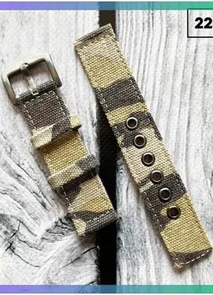 Ремінець для годинника cce camo 22 мм нейлоновий двосекційний зі сріблястою пряжкою для чоловіків sku_aber_1051-0491