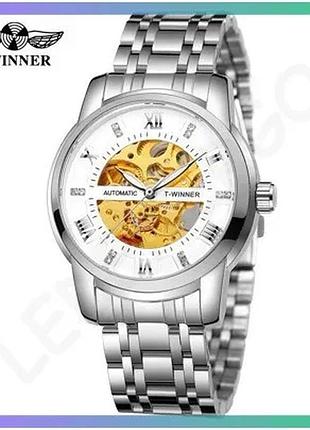 Чоловічі механічні годинники forsining 8241 silver-white з автопідзаводом 42 мм римські цифри класичні sku_aber_1059-0249