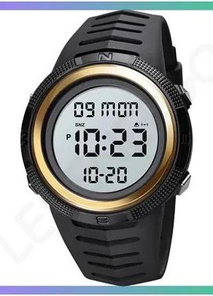 Годинник skmei 1632gdwt gold-white електронний спортивний для чоловіків з будильником і секундоміром sku_aber_1080-1299