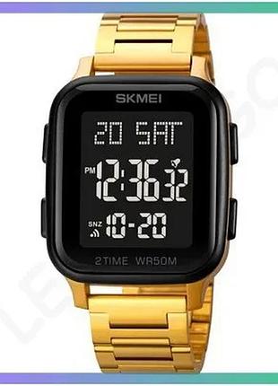 Часы skmei 1859gd gold водонепроницаемые 50м электронные для мужчин женщин унитекс спортивные sku_aber_1080-1331