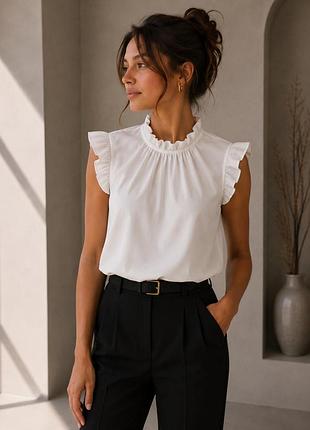 Біла блуза топ primark 100% бавовна з рюшами р. 40 / m/l