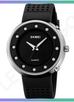 Спортивные часы skmei 2132si silver кварцевые с черным циферблатом и каучуковым ремешком для мужчин sku_aber_1080-2875