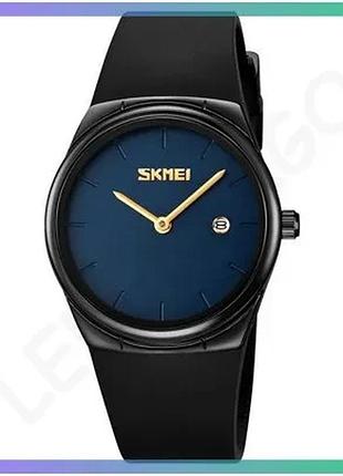 Спортивные часы skmei 2177 черно-синие водонепроницаемые кварцевые с каучуковым ремешком унисекс sku_aber_1080-2892