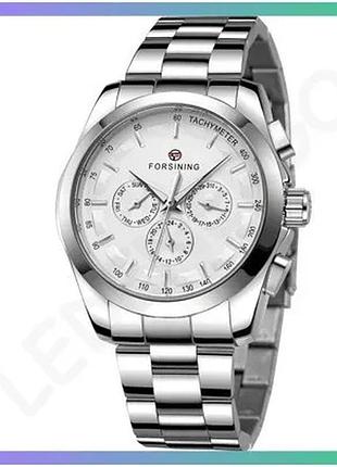 Мужские часы forsining 6917 silver-white механика с автоподзаводом водонепроницаемые классические 43 м sku_aber_1059-0130