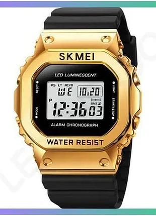 Спортивний електронний годинник skmei 1851 black-gold з будильником і секундоміром для чоловіків жінок sku_aber_1080-0800