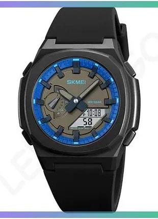 Спортивні годинники skmei 2091 чорні сині білі кварцові чоловічі з будильником секундоміром електролюм sku_aber_1080-2087