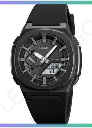 Часы skmei 2091 черные серые спортивные кварцевые с будильником и секундомером для мужчин sku_aber_1080-2050