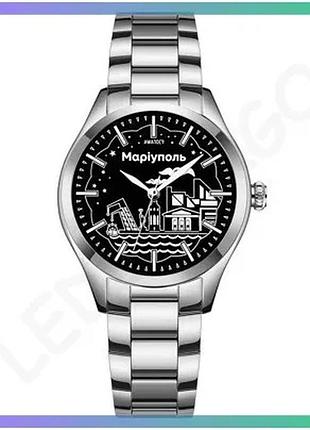 Женские часы awarder 035 маріуполь ii silver-black кварцевые водонепроницаемые классические с браслето sku_aber_1202-0055