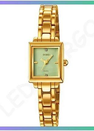 Женские часы skmei 2315gd gold кварцевые с водонепроницаемостью 30 м золотистые классические стильные sku_aber_1080-2728