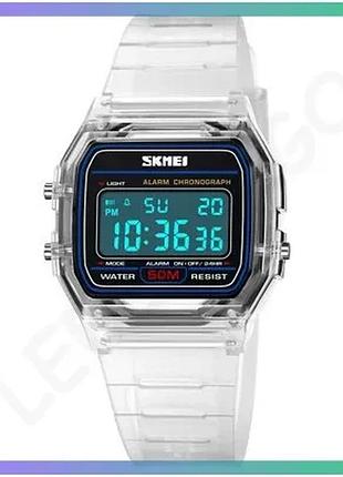 Электронные часы skmei 2056wt white с будильником и хронографом для мужчин и женщин спортивные sku_aber_1080-2688