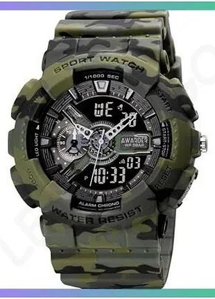 Спортивний наручний годинник awarder 005 camo green 51 мм водонепроникний хронограф для активних чолов sku_aber_1202-0122