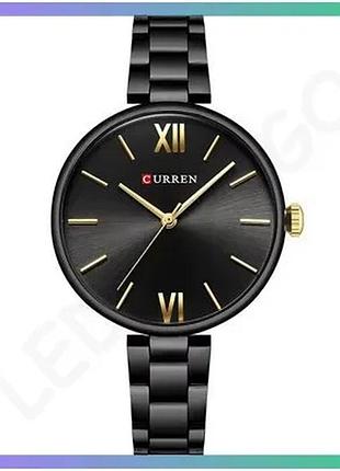 Часы curren 9017 черные классические женские из нержавеющей стали с минеральным стеклом и стрелками sku_aber_1008-0542