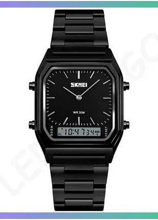 Часы skmei 1220bk черные квадратные женские с будильником и секундомером для повседневного использован sku_aber_1080-1902