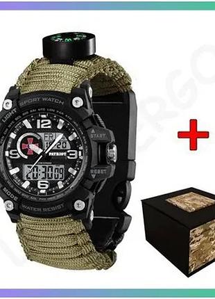 Наручные часы patriot 012bksu черные с паракордовым ремешком army green для мужчин спортивные sku_aber_1201-0316