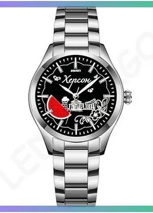 Женские часы awarder 035 херсон i silver-black кварцевые с водонепроницаемостью 30м и минеральным стек sku_aber_1202-0056