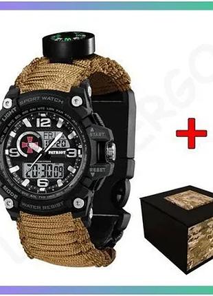Часы patriot 012bksu с паракордовым ремешком черные водонепроницаемые для мужчин спортивные sku_aber_1201-0319