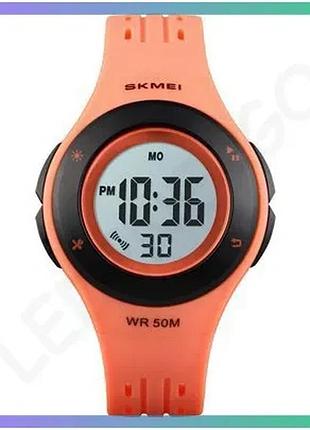 Спортивные часы skmei 1455og оранжевые электронные для девочек с будильником и секундомером sku_aber_1080-2170