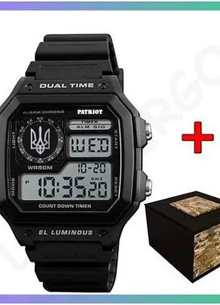 Наручные часы patriot 010bkuasi черные электронные с будильником и календарем для мужчин и женщин sku_aber_1201-0253