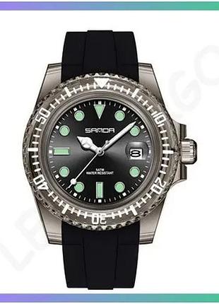 Часы sanda 9007 all black кварцевые женские с черным ремешком и функцией календаря sku_aber_1044-0102