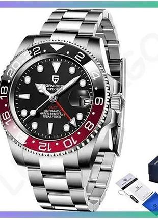 Ч men's watch pagani design pd-1662 silver-black-red механические с календарем и подсветкой для мужчин sku_aber_1138-0159
