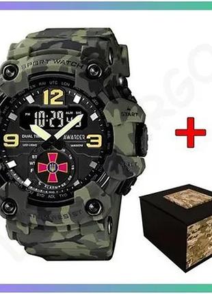 Годинник awarder 004 зсу camo green спортивний водонепроникний кварцовий чоловічий годинник sku_aber_1202-0637