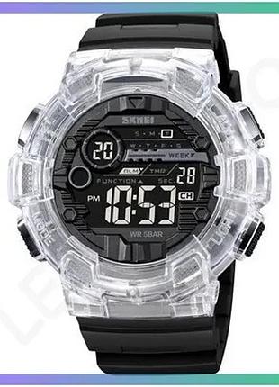 Часы skmei 2110wt white электронные мужские с будильником и подсветкой 50м водонепроницаемые sku_aber_1080-2101