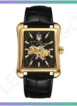 Часовой механизм awarder 053 gold-black механические мужские часы с кожаным ремешком и водозащитой 3 a sku_aber_1202-0179