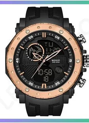 Часы sanda 6012 black-cuprum спортивные кварцевые электронные мужские с будильником и секундомером sku_aber_1044-0031