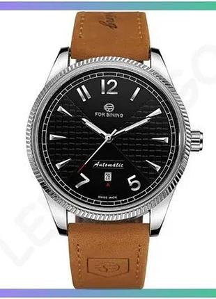 Часы forsining 8270 silver-black механические мужские с календарем и люминесцентной подсветкой sku_aber_1059-0310