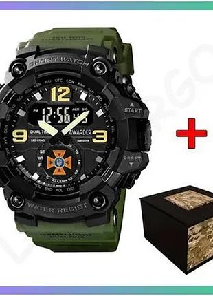 Годинник awarder 004 дснс army green спортивний чоловічий кварцовий з будильником і хронографом sku_aber_1202-0635