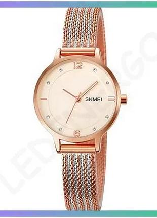 Часы skmei 1874rg розовое золото кварцевые женские водонепроницаемые классические 30 м sku_aber_1080-1416
