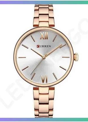 Часы curren 9017 розовое золото и белый цвет классические женские наручные часы из нержавеющей стали sku_aber_1008-0543
