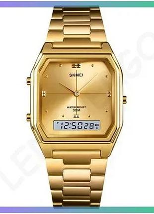 Годинник skmei 2258gd gold електронний водонепроникний з будильником для чоловіків жінок унісекс sku_aber_1080-2725
