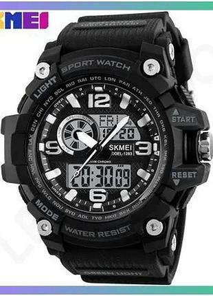 Годинник skmei 1283 all black чоловічий спортивний з будильником та секундоміром водонепроникний 50м sku_aber_1080-0745