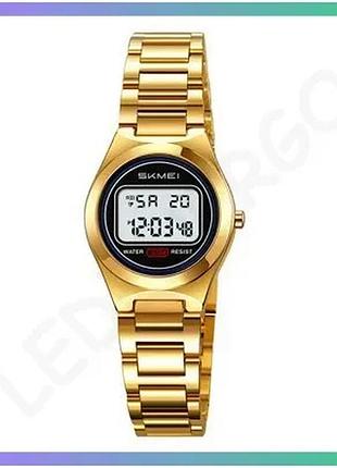 Жіночі годинники skmei 2334gd gold водонепроникні 30м електронні з будильником та секундоміром (ціна з sku_aber_1080-2614