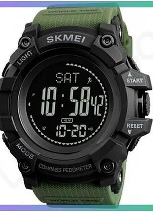 Часы skmei 1356ag army green с компасом электронные спортивные для мужчин водонепроницаемые sku_aber_1080-0904