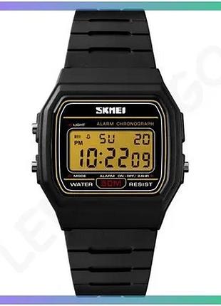 Часы skmei 1412bkgd черно-золотые электронные спортивные для женщин с будильником и календарем sku_aber_1080-1404