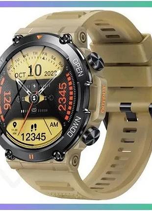 Розумний годинник modfit hunter khaki 36 мм спортивний з фітнес-трекером та bluetooth для чоловіків sku_aber_1077-0208