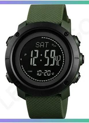 Часовник skmei 1427ag army green с компасом водонепроницаемый для мужчин с функциями секундомера и буд sku_aber_1080-0842