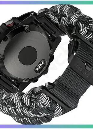 Ремінець для годинника hemsut rugged paracord camo grey 22 мм з застібкою для garmin унісекс sku_aber_1051-1262