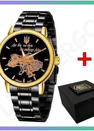 Часовник awarder 022 black-gold механічний чоловічий з нержавіючої сталі 42мм класичний стильний sku_aber_1202-0468