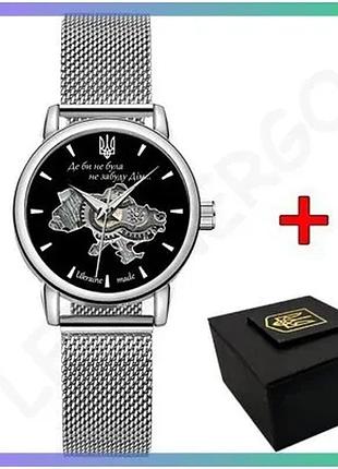 Женские часы awarder 028l silver-black 42 мм механические с браслетом из нержавеющей стали классически sku_aber_1202-0453